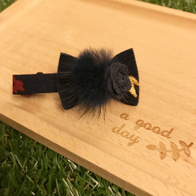 金葉毛球髮夾 - 髮夾/髮圈 - 其他材質 藍色