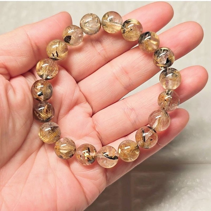 Natural mother mineral titanium crystal bracelet (bead diameter 9mm+) - สร้อยข้อมือ - คริสตัล 