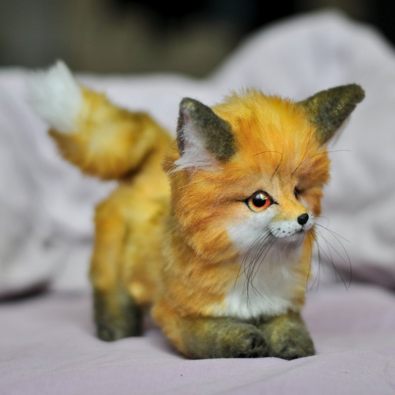 Fox Ginger. One for sale Realistic toy Ooak doll customized gift Art doll animal - 公仔/玩偶 - 其他人造纖維 橘色