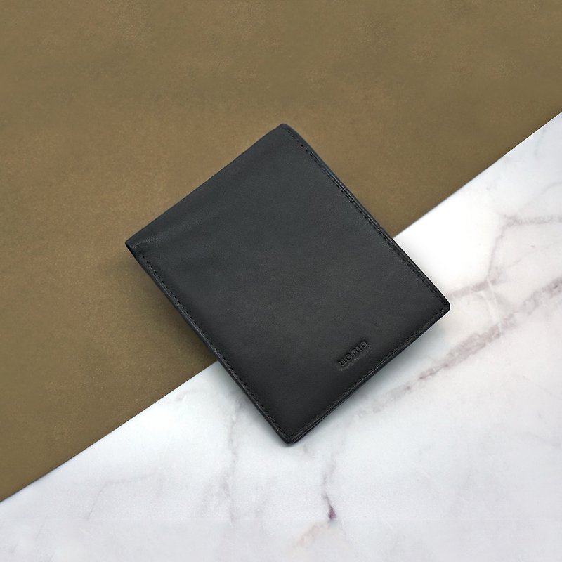 クラシックなショートクリップ - 財布 - 革 ブラック