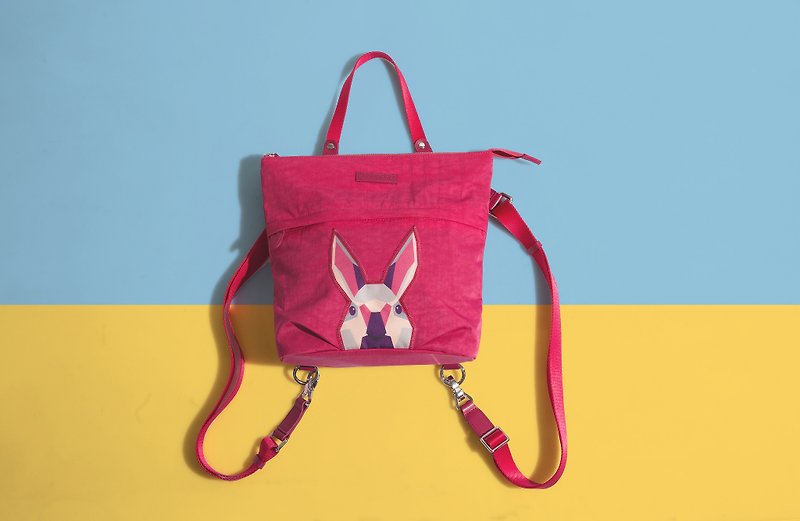 Khieng Atelier Diamond Rabbit Diamond Rabbit Sketch Backpack- Love Powder - กระเป๋าเป้สะพายหลัง - วัสดุอื่นๆ 