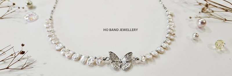 Baroque Pearl Butterfly Necklace - สร้อยคอ - เงิน 