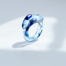 tête-à-tête 手作り雲ガラスリング【ブルー】