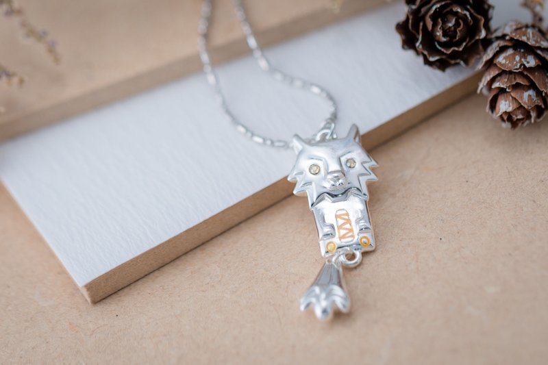 Classic Design Series-Totem Wolf Necklace (NLAJA0960N-1) - Necklaces - Silver Silver