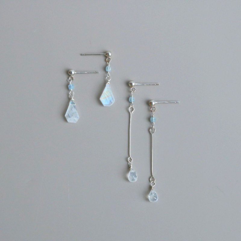 | Lucine  | 月光石水晶純銀耳針 - 耳環/耳夾 - 水晶 藍色