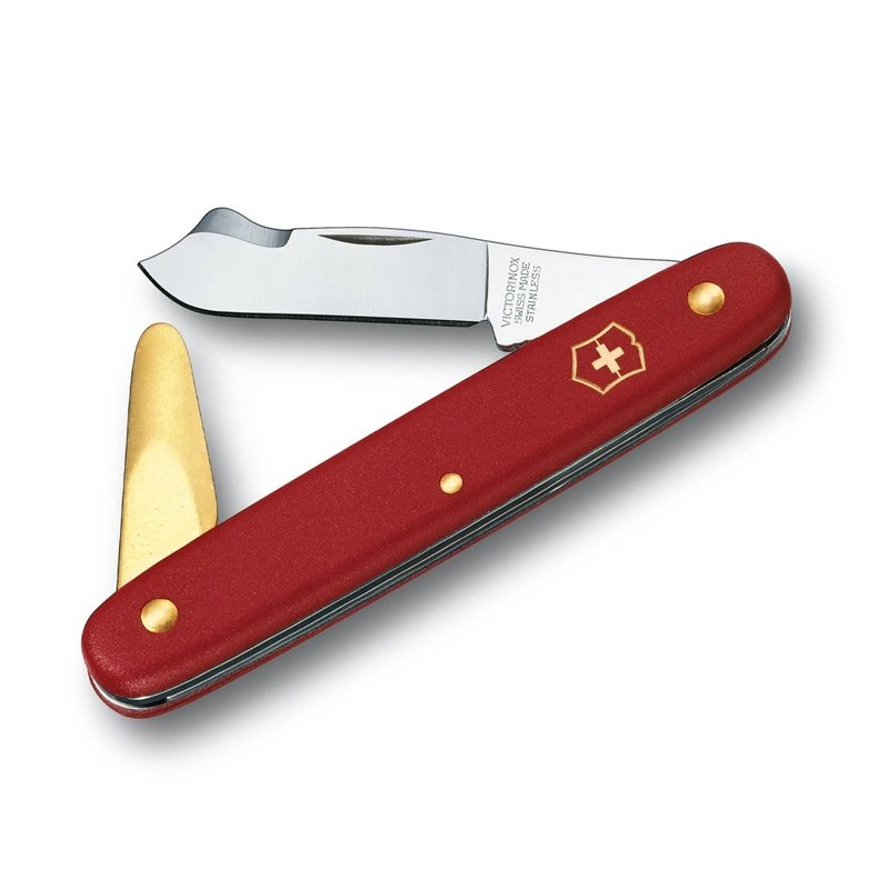 VICTORINOX 瑞士維氏 2用園藝刀(芽接刀/黃銅樹皮剝皮器) 3.9140 - 花藝/盆栽/植栽 - 不鏽鋼 紅色