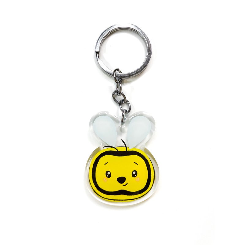 Bee Acrylic Keychain, Double Sided Epoxy Charm, Kawaii Cute Bee Lover Gift - 鑰匙圈/鑰匙包 - 壓克力 