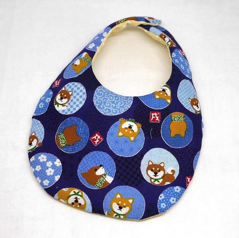 Japanese Handmade Baby Bib - 圍兜/口水巾 - 棉．麻 藍色