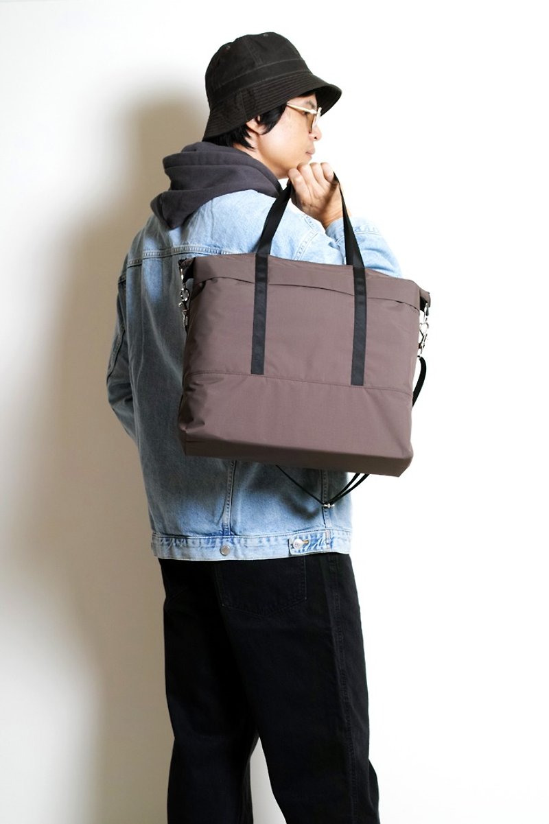 Graduation season TRUNK-handmade water-repellent canvas zipper handbag/cross-body backpack/laptop bag - Messenger Bags & Sling Bags - Waterproof Material Brown