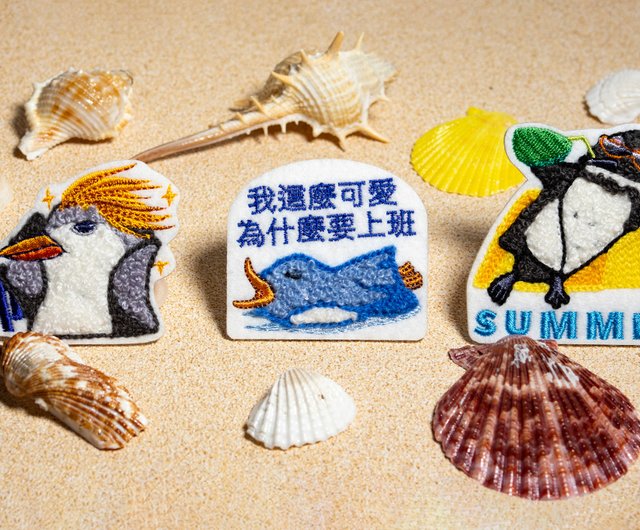 刺繍ステッカー 海洋シリーズ ペンギン - 可愛い動物 立体刺繍 海洋
