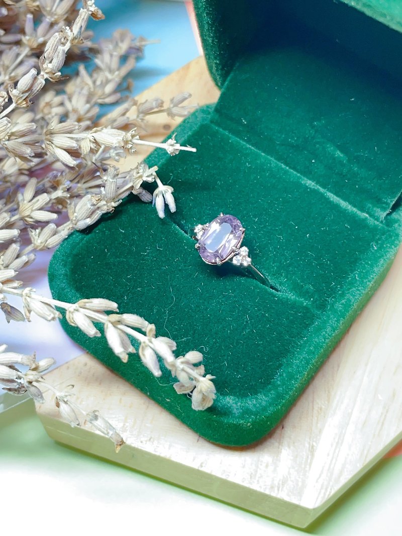 S925純銀尖晶石加莫桑石戒指 - 戒指 - 純銀 紫色