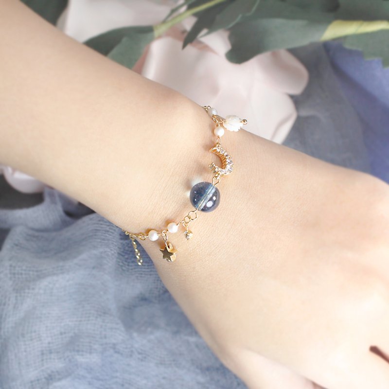 Giftest Pearl Blue Crystal / Little Prince Girlfriend Gift Crystal Bracelet Friend B14 - Bracelets - Precious Metals Blue