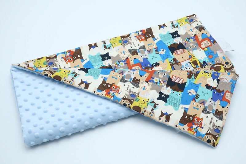 Hush Baby Handmade Receiving Blanket (Cat+Lt. Blue) - ผ้าปูที่นอน - วัสดุอื่นๆ หลากหลายสี