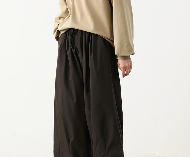 Black unisex Yamamoto-style wide-leg loose-fitting casual pants