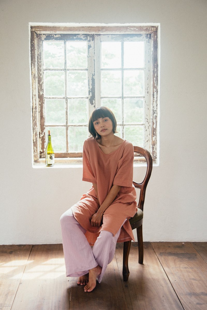 Mulmul pink coral cocoon dress - 洋裝/連身裙 - 棉．麻 粉紅色