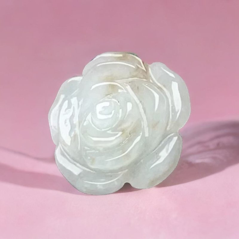 冰種飄花翡翠牡丹花 | 天然緬甸玉翡翠A貨 | 送禮 - 金工/飾品 - 玉石 白色