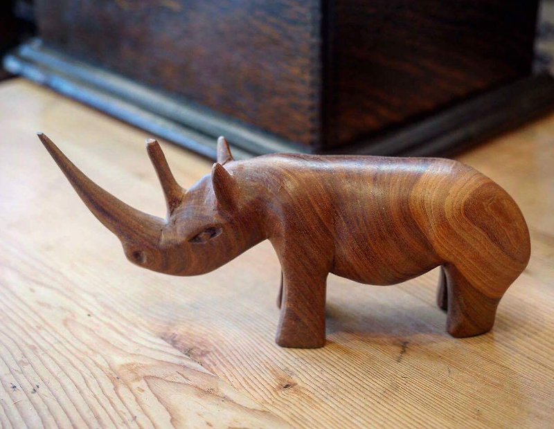 Collection of the world! Hand-carved wood animals Kenya rhinoceros series (17 models) - ของวางตกแต่ง - ไม้ 