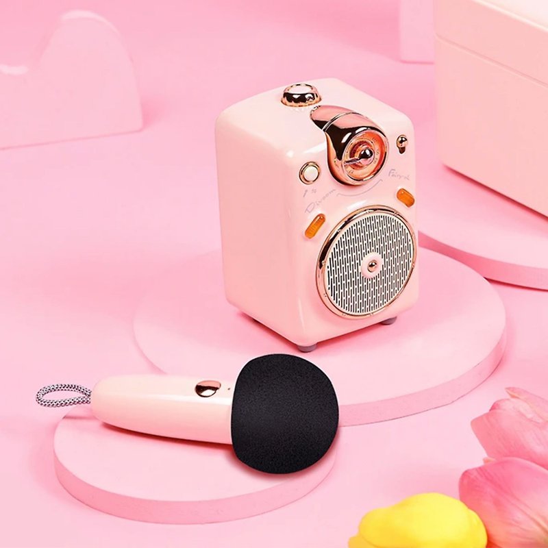 Divoom FAIRY OK Mini Multifunctional Portable Karaoke Bluetooth Speaker Set | Pink - ลำโพง - วัสดุอื่นๆ สึชมพู