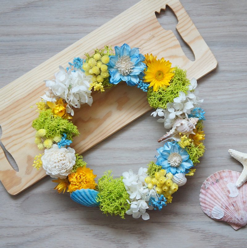 Handmade dried flowers / not wither series ~ summer waltz marine wind wreath / photo props / ocean wind wedding / beach party layout / cafe layout ~ - Other - Plants & Flowers Multicolor