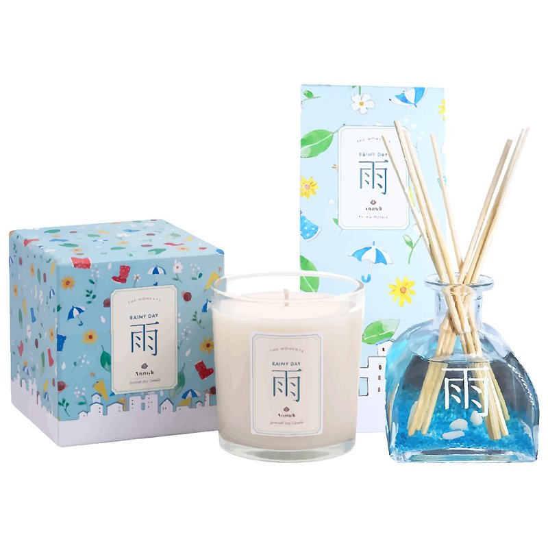 rain. Fragrance rattan branch diffuser group + aroma soy candle - Fragrances - Wax 