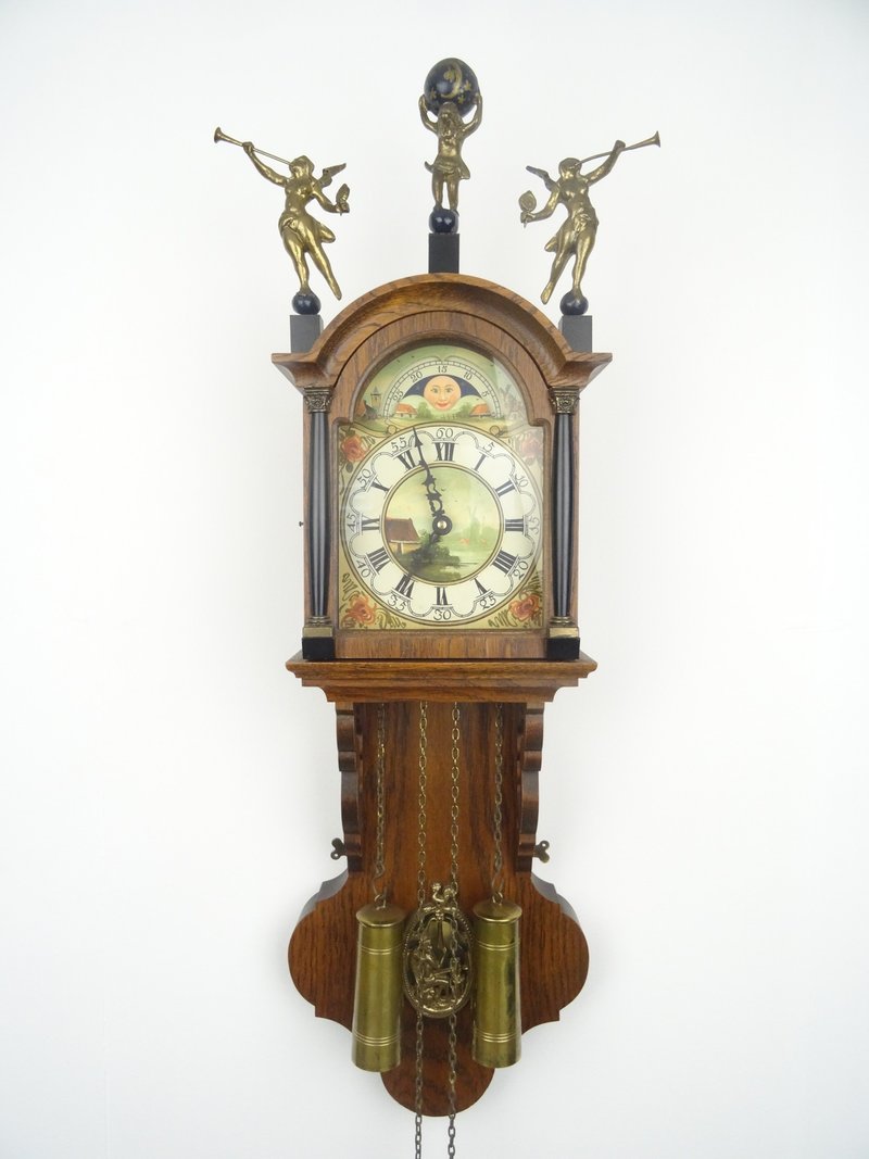 Antique Vintage Friesian Dutch Wall Clock 8 day (Warmink Wuba era) - นาฬิกา - ไม้ สีนำ้ตาล