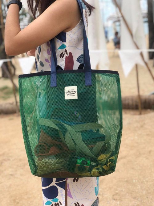 COMME des GARÇONS メッシュバッグ 大きめ 緑 グリーンメッシュバッグ/ショッピングバッグ/フィットネスバッグ