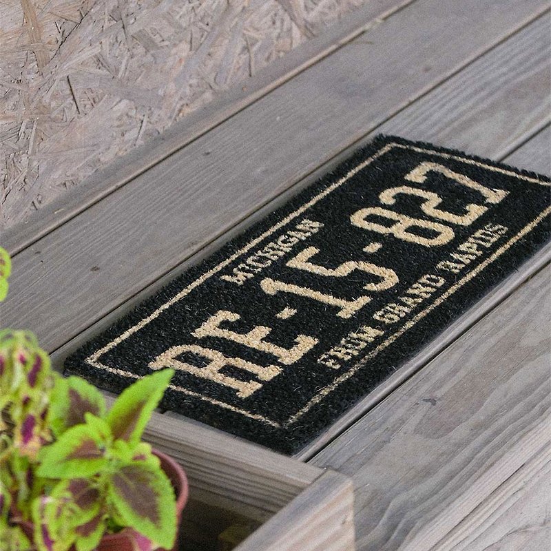 Garage- personalized license plate shape outdoor mat - Rugs & Floor Mats - Other Man-Made Fibers Black