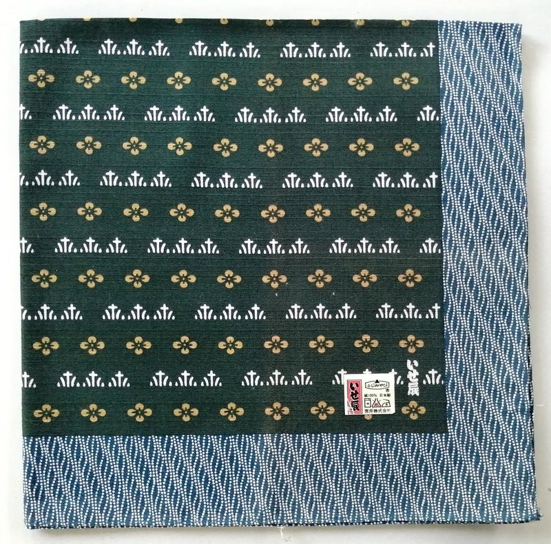 Japanese Vintage Handkerchief Furoshiki Gift Wrapping 20 x 20 inches - 手帕 - 棉．麻 綠色