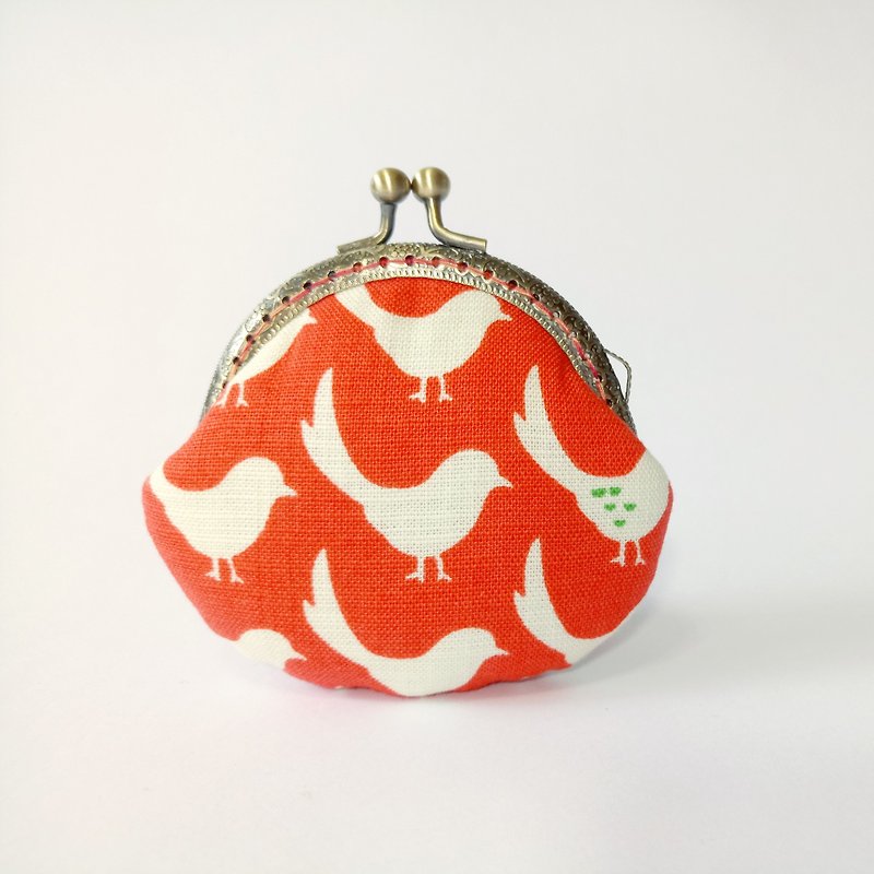 1987 Handmades [ワルツ]鳥の口の金のパッケージ財布クラッチ - クラッチバッグ - コットン・麻 オレンジ