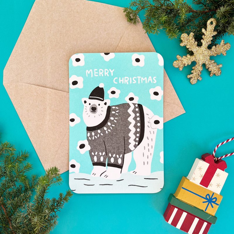 Christmas Card with Envelope -Polar Bear- - Cards & Postcards - Paper Blue