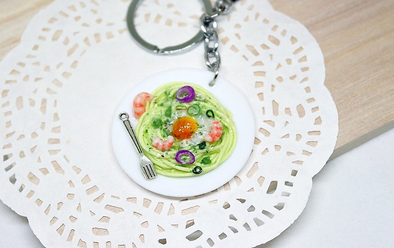 =>Clay Series--Key Ring & Hanging Ornament Series-Vegetable Seafood Noodles- =>Limited x1 #包配件 - Keychains - Clay Green