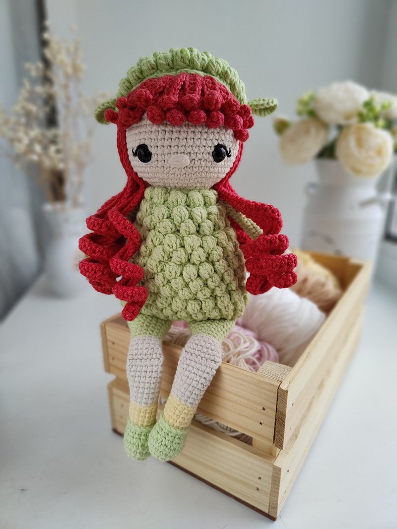 Crochet lamb girl Baby girl Handmade doll Girl doll Lamb doll Soft doll Amigurum - ของเล่นเด็ก - ผ้าฝ้าย/ผ้าลินิน ขาว