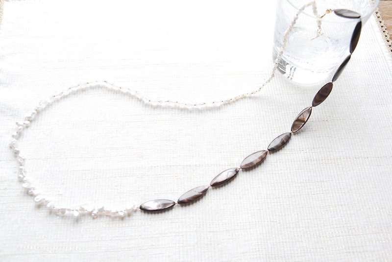 4 kinds of Stone patchwork-like necklace Rose quartz - สร้อยคอ - เครื่องประดับพลอย สีนำ้ตาล