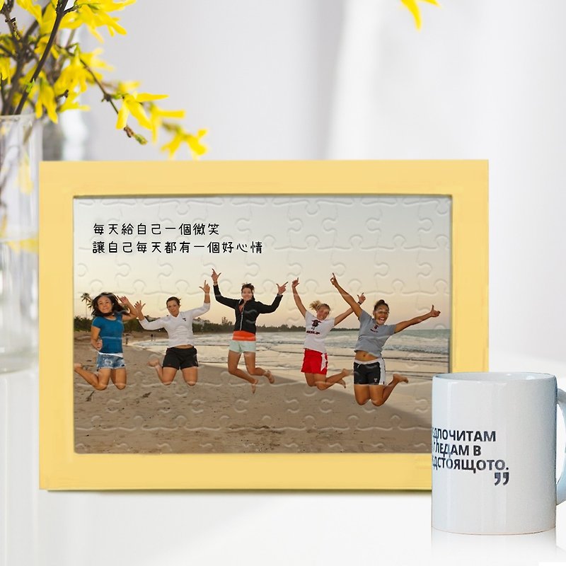 Customized photo puzzle wood photo frame - กรอบรูป - ไม้ สีเหลือง