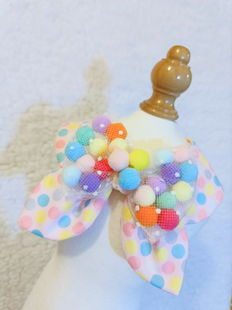 Pom Pom 煲呔 造型頸飾 頸項 collar - 寵物衣服 - 棉．麻 粉紅色
