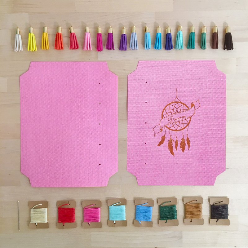 粉紅紋理紙工藝書（手作縫製小手帳套裝）－ DREAM - 木工/竹藝/紙雕 - 紙 粉紅色