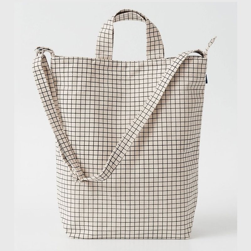 /delicate Canvas Shoulder Bag - White Checkered - กระเป๋าแมสเซนเจอร์ - ผ้าฝ้าย/ผ้าลินิน ขาว