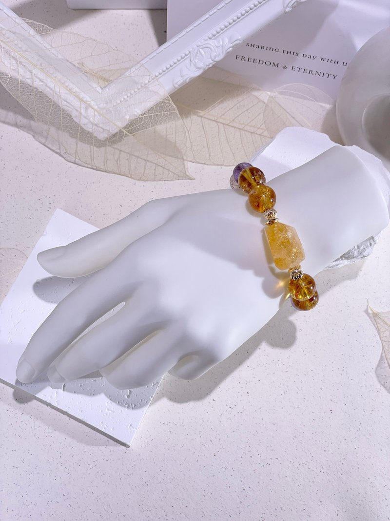 Gilt Dream Citrine | Yellow Pagoda Crystal | Bronze Titanium Crystal | Lavender Purple Ghost | Crystal Bracelet A2416-3 - Bracelets - Crystal Multicolor