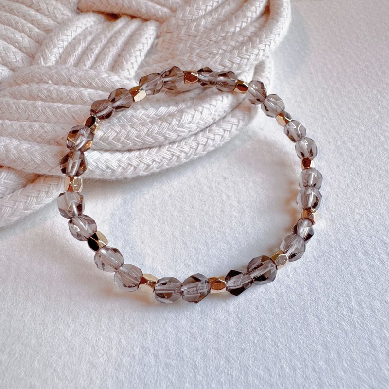 鑽切茶晶 水晶手鍊 | 負能量防護 | 辟邪擋小人 - 手鍊/手環 - 寶石 咖啡色