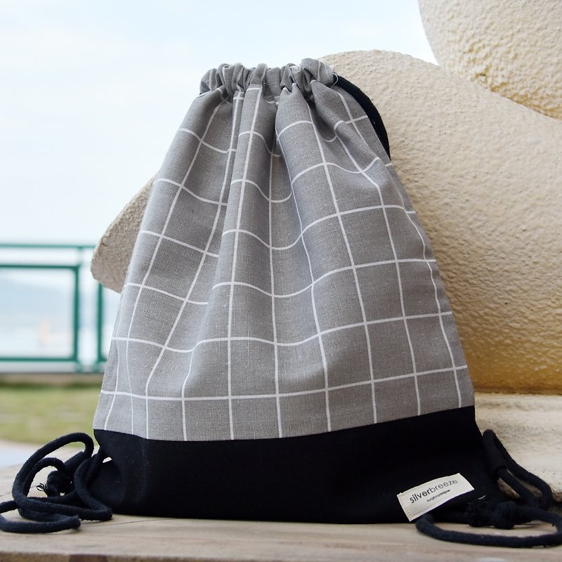 Silverbreeze~ Bundle Back Backpack ~ (B117) (off the box) - Drawstring Bags - Cotton & Hemp Gray
