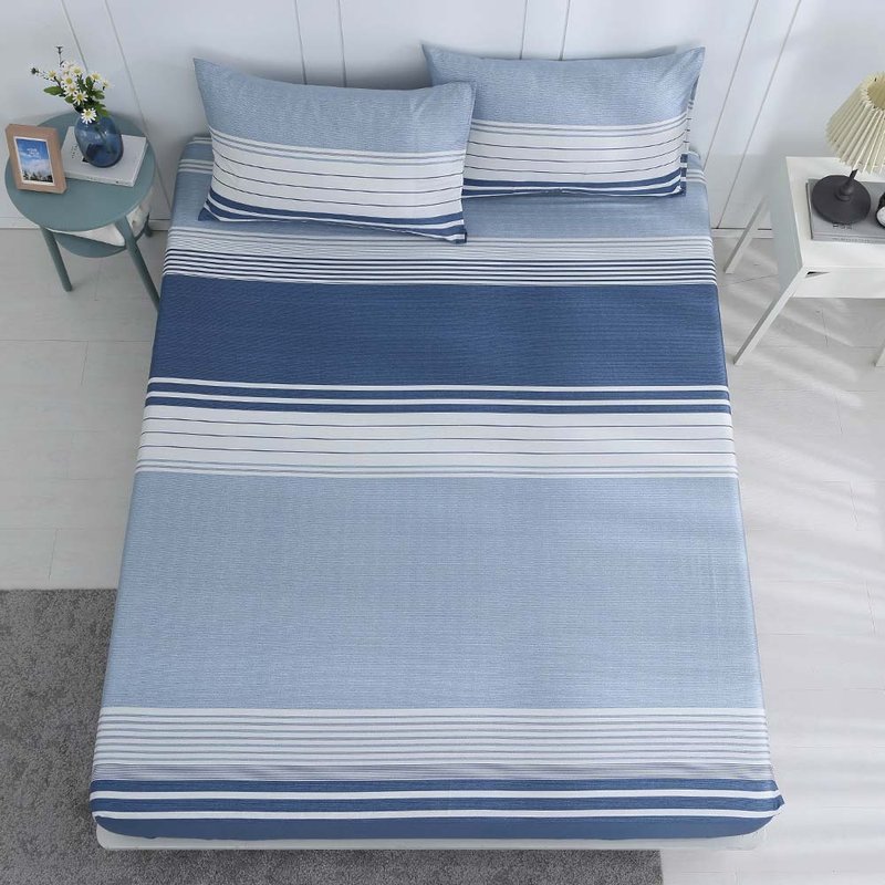 Hongyu 300 weave American cotton bed bag pillowcase set Elaine (single/double/extra large/extra large) - เครื่องนอน - ผ้าฝ้าย/ผ้าลินิน สีน้ำเงิน