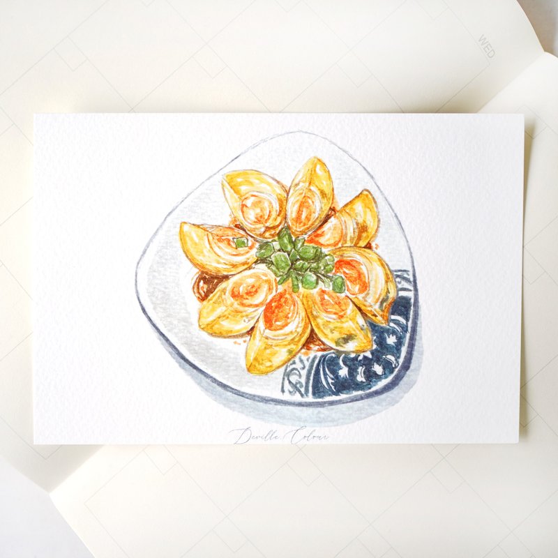 [Golden original preserved eggs] fine-grained watercolor paper postcard - Cards & Postcards - Paper Yellow