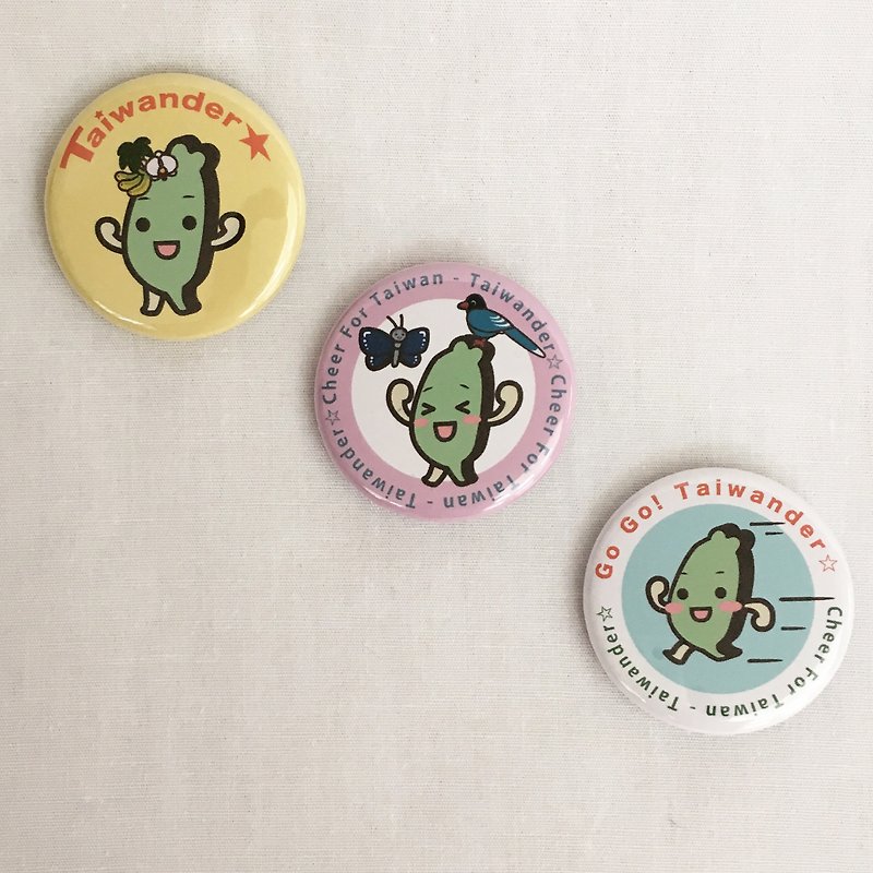 Taiwander original can badge 3 pieces 1 set - Badges & Pins - Other Metals Multicolor