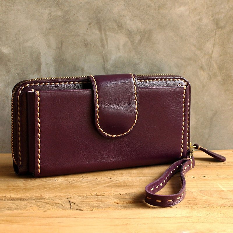 Leather Wallet - Delight - สีม่วง (Genuine Cow Leather) / 皮包 / 錢包 /長夾/皮夾 - กระเป๋าสตางค์ - หนังแท้ สีม่วง