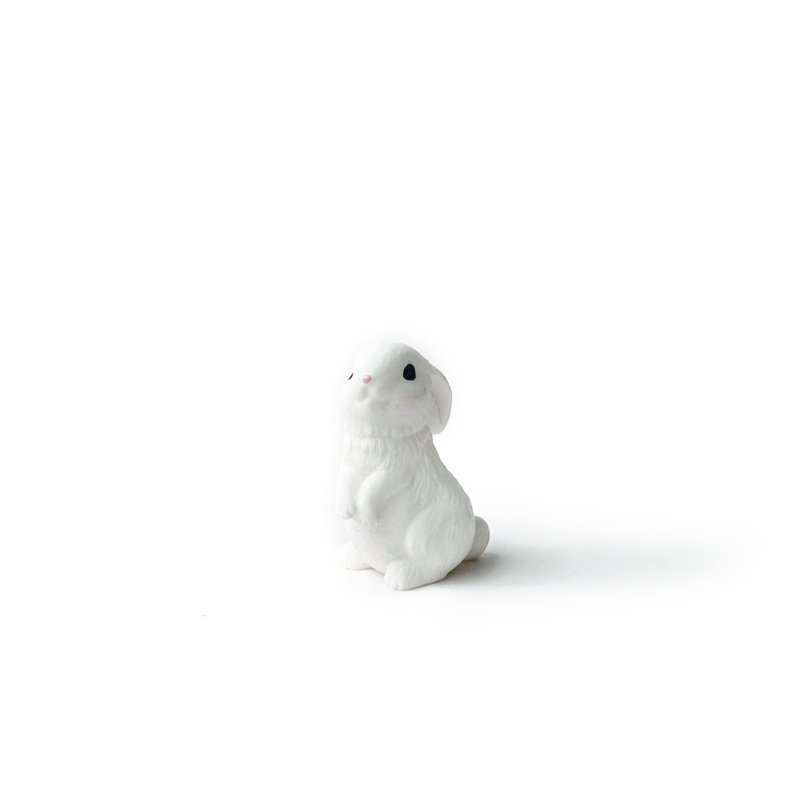 (Pre-order) Potted Plant Decoration Snow White Rabbit-Hand Raised Rabbit Micro Landscape Decoration - ของวางตกแต่ง - พลาสติก ขาว