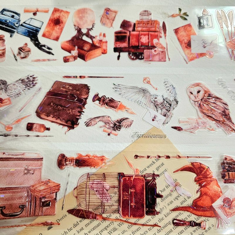 Pre-Cut Segment_LOPO Wizarding-World Iridescent Kiss-Cut Masking Tape 2m - 紙膠帶/和紙/PET - 其他材質 