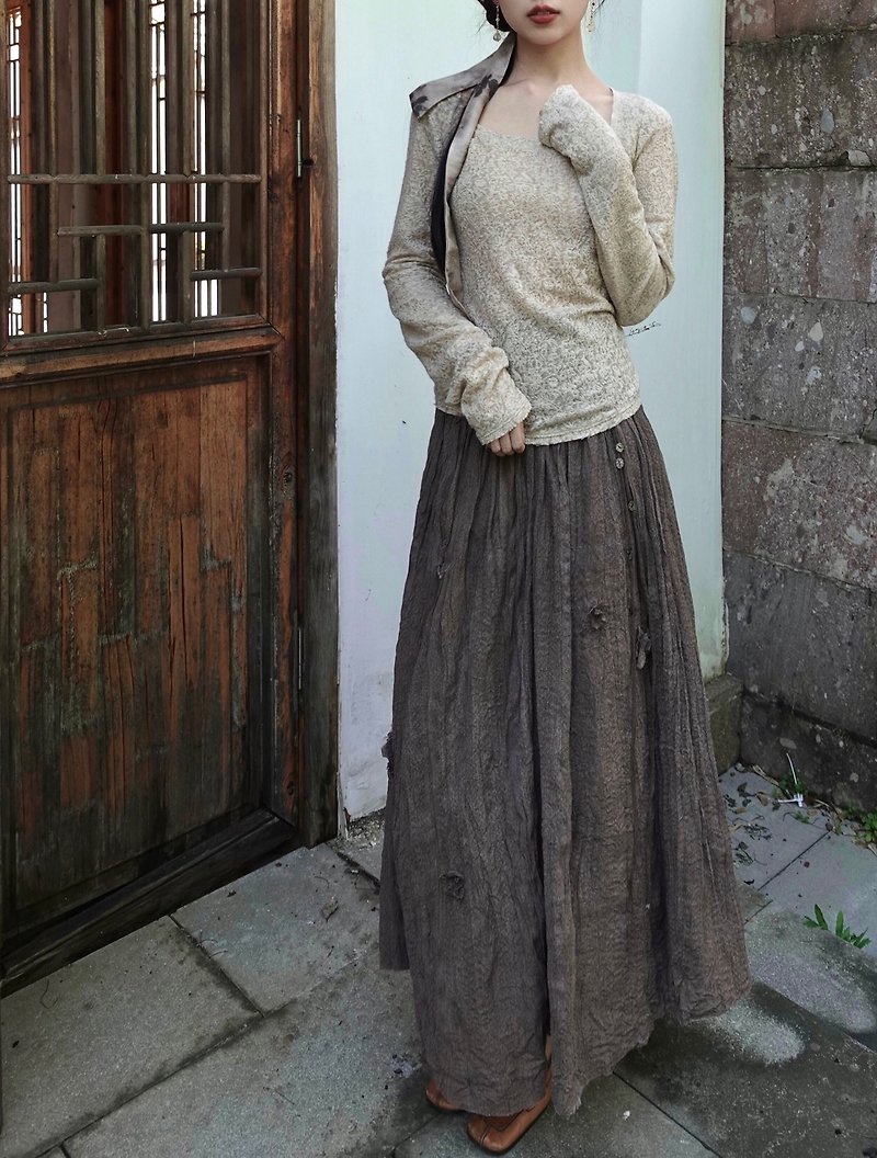 Dry wabi-sabi style textured skirt - Skirts - Other Materials 