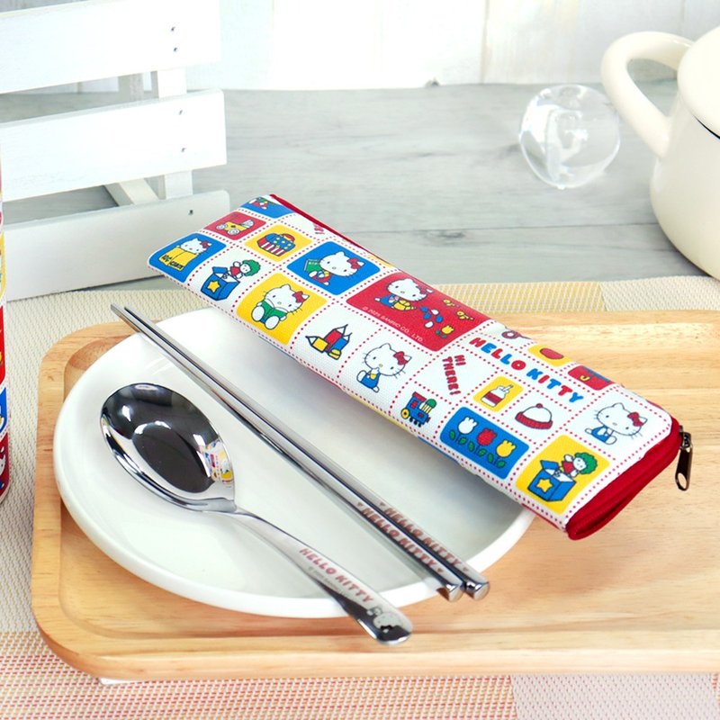 [HELLO KITTY] Stainless Steel Eco-Friendly Cutlery Set - Classic Edition - ช้อนส้อม - สแตนเลส สีแดง
