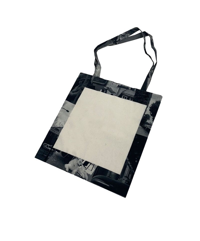 ULH side pattern eco bag - 側背包/斜背包 - 棉．麻 黑色