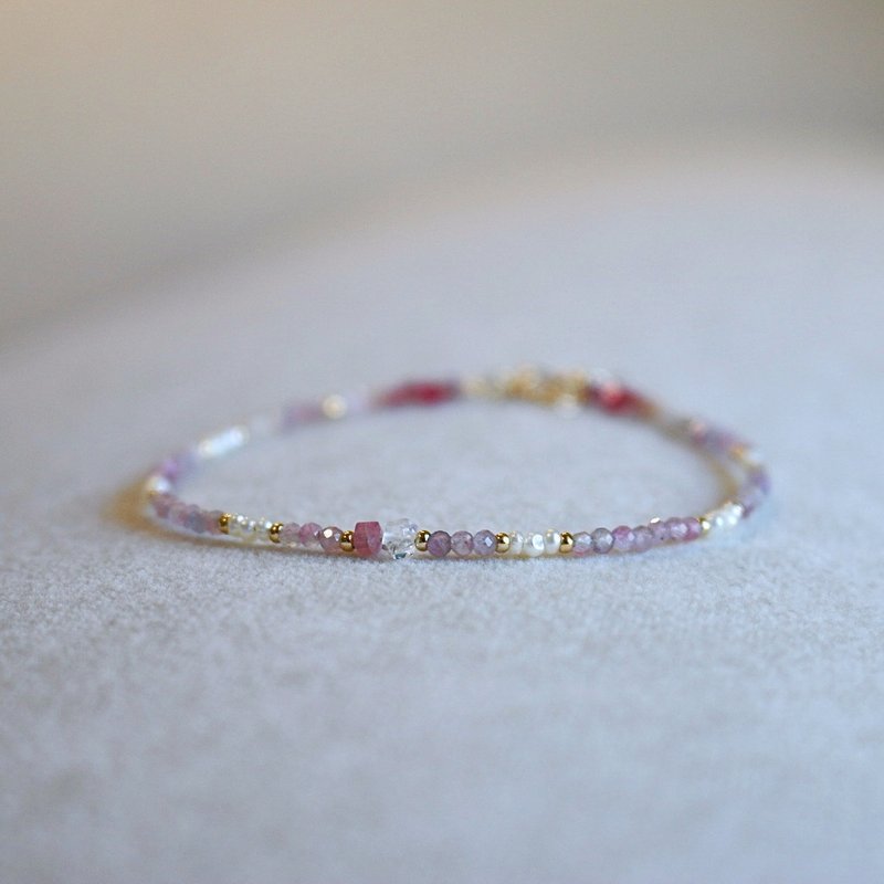 July Birthstone Bracelet Pink Tourmaline Ruby - Protection - - Bracelets - Semi-Precious Stones Pink